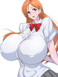 big_breasts bleach clothed_female female female_focus female_only inoue_orihime long_hair nipples nipples_visible_through_clothing shiva_(tairakuten) solo solo_female solo_focus