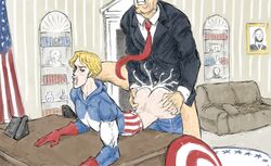 anal captain_america cum cum_in_ass cum_on_body cum_on_sofa excessive_cum femboy gay girly lincoln male/male male_only male_penetrating marvel nerion one_leg_up politics president sissy superhero yaoi