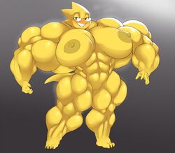 1girls 2d abs alphys anthro anthro_female anthro_only areola bedroom_eyes biceps big_breasts big_muscles bite biting_lip blush breasts buckteeth claws eyewear female female_only front_view genitals glasses huge_breasts huge_muscles humanoid humanoid_female humanoid_only hyper hyper_muscles lizard lizard_girl lizard_humanoid looking_at_viewer muscular muscular_anthro muscular_female muscular_thighs narrowed_eyes nipples non-mammal_breasts nude pecs pussy ramudey reptile reptile_humanoid scales scalie seductive simple_background smile solo standing teeth thick_tail thick_thighs triceps undertale undertale_(series) video_games yellow_body yellow_scales