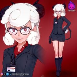 1girls 3d female female_only helltaker helltaker_(character) igneuzz office_clothing office_lady office_uniform pandemonica_(helltaker) solo suit tagme uniform uniforms