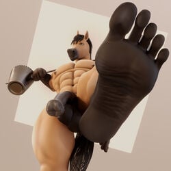 1:1 3d 3d_(artwork) 5_toes abs animal_genitalia animal_penis anthro balls barefoot black_hair blender_(software) bucket carrying_object carrying_pole digital_media_(artwork) equid equine equine_penis feet foot_focus genitals hair hi_res horse humanoid_feet low-angle_view male male_only mammal medial_ring moreuselesssource moreuselesssource_(artist) muscular muscular_anthro muscular_male nude penis solo toes worm's-eye_view