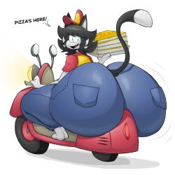 delivery_(commerce) delivery_boy delivery_employee gigantic_ass gigantic_butt huge_ass huge_butt male_focus male_only motorcycle pizza pizza_box schplingnops tail wide_hips