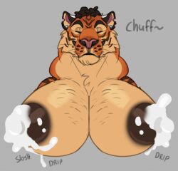 1boy anthro big_breasts breastmilk busty busty_boy feline furry greyfuzzbutt gushing_milk lactating lactation male male_breasts male_lactation male_only male_tits male_with_breasts milk solo solo_male tiger