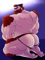 1boy ass barefoot beard body_hair gravity_falls male_focus male_only maloba manly_dan muscular nude red_hair solo