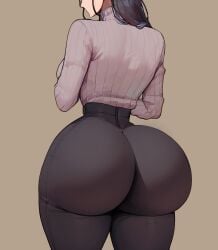 ai_generated artist_request ass_focus back_view big_ass big_butt bubble_ass bubble_butt female female_only leggings nico_robin one_piece solo sweater tight_clothing