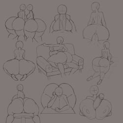 :>= big_ass big_breasts breasts female figure gray_background oral paizuri penetration practice sample sketch sofa straight tagme titfuck titjob zrfurious