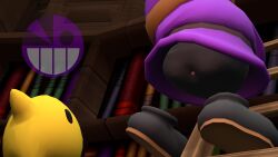 3d 3d_(artwork) anthro anus anus_peek dualfaced library lucky_the_tongue_guy luma mario_(series) shy_guy