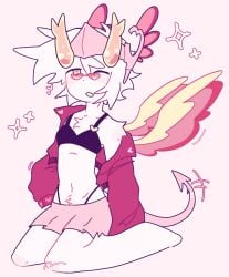 bra demon dove_valk_(phighting) fluffy horn horns phighting pink_background pink_body roblox roblox_game robloxian skirt stomach tagme tagme_(artist) tail valk_(phighting) wings