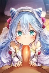 ai_generated blue_eyes blue_hair fellatio femboy fire_emblem fire_emblem_engage nai_diffusion rosado_(fire_emblem) wedding_dress yaoi