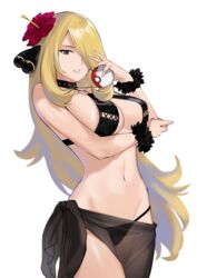 big_breasts bikini breasts cleavage cynthia_(pokemon) female female_focus female_only j@ck long_hair nintendo pokemon pokemon_dppt solo solo_female solo_focus tagme white_background