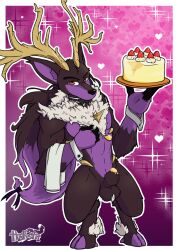 animal_genitalia antlers bow_tie cake dessert food genitals hokshi horn humanoid incineram_noct looking_at_viewer male male_focus male_only pal_(species) palworld pocketpair red_eyes sheath solo solo_male