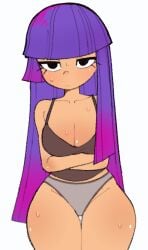 2025 asian asian_female black_eyes breasts cherry_lumb cleavage crossed_arms female female_only glitch_techs long_hair miko_kubota netflix nickelodeon panties purple_hair sweaty sweaty_body tank_top thick_thighs thighs unimpressed wide_hips