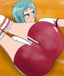 azureemmi_(artist) female fuuka_yamagishi gym_uniform knee_socks kneehighs kneesocks musk persona persona_3 persona_3_reload school_uniform socks spats steam sweat white_socks yamagishi_fuuka