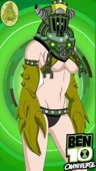 armor ben_10 ben_tennyson corruption female female_ben gender_transformation helmet large_breasts maudxie mtf_transformation omnitrix panties rule_63 toepick transformation underboob