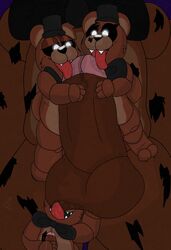 animatronic balls_on_face bear big_balls big_penis bowtie brown_fur cub five_nights_at_freddy's five_nights_at_freddy's_4 freddles grabbing_penis incest licking licking_penis male_only masturbation nightmare_freddy penis plushtrapboyuwu robot saliva saliva_on_penis saliva_string size_difference tongue tongue_out top_hat ursid yaoi young