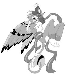 furry gay hazbin_hotel husk_(hazbin_hotel) male_only nervous shantaru2 tentacle wings yaoi