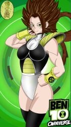 ben_10 ben_10_alien_force ben_tennyson cartoon_network caulifla dragon_ball dragon_ball_super dragon_ball_z female_ben genderswap_(mtf) maudxie rule_63 saiyan smile super_saiyan