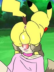 animated anthro bodily_fluids choker deepthroat duo face_fucking feral human humanoid interspecies male male/male nintendo oral percey percey_(character) pikachu pokémon_(species) poképhilia pokemon questionable_consent saliva saliva_string sex short_playtime video_games