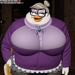 1girls 4k ai_generated anthro avian bbw bentina_beakley big_breasts breasts chubby_anthro clothed clothing disney duck ducktales ducktales_(2017) fat fat_ass fat_butt female female_anthro female_focus female_only furry gilf glasses granny gray_hair highres hips massive_breasts matronai_(artist) old older_female overweight overweight_anthro overweight_female patreon patreon_username pinup plump solo solo_female stable_diffusion thick thick_ass thick_hips thick_thighs thighhighs thighs twitter_username wide_hips