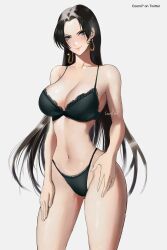 1girls bare_arms bare_legs bare_shoulders bare_thighs big_breasts black_hair blue_eyes boa_hancock bra clothed clothing color coom_part female female_focus female_only hi_res large_breasts light-skinned_female light_skin long_hair looking_at_viewer one_piece panties shounen_jump solo solo_female tagme thick_thighs underwear