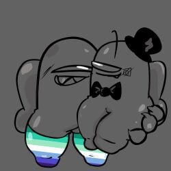 among_us big_thighs bowtie gay gay_flag impostor_(among_us) knife non-human_body non-human_only toony toony_face tophat