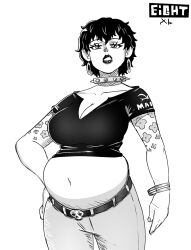 belly breasts doll_(one_piece) eightxl female female_only goth one_piece overweight overweight_female spiked_collar tattoo