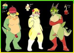 alcremie appletun balls beard blonde_hair blush claws covered_eyes cuntboy cuntboy_sans_balls facial_hair forked_tongue generation_8_pokemon generation_9_pokemon genitals green_body green_hair group hair herm hermaphrodite horn horn_jewelry horn_ring humanoid humanoid_pointy_ears hydrapple intersex jewelry lemon_swirl male maleherm model_sheet multi_genitalia nintendo no_humans paws penis pokemon pokemon_(species) puppetmaster13uwu pussy red_arms red_eyes red_hair red_legs ridged_penis ring_(jewelry) tail tongue trio white_legs yellow_body yellow_eyes yellow_underbelly