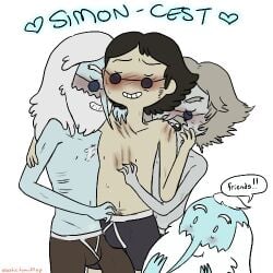 adventure_time beard bite_marks biting blue_skin cartoon_network chest_hair claw_marks gay glasses ice_king imminent_sex male/male selfcest simon_petrikov skinny tagme tagme_(artist) toony underwear_only