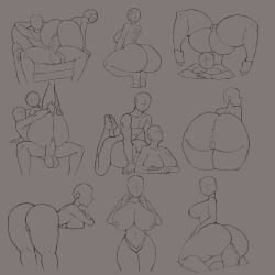 anus ass ass_focus big_ass big_breasts female figure flexible gray_background legs_up penis practice pussy sample sketch straight tagme zrfurious