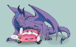 ahe_gao car cars_(film) dialogue disney dragon dragons_having_sex_with_cars green_eyes lightning_mcqueen living_machine monster pink_skin pinned pixar scalie tears vehicle