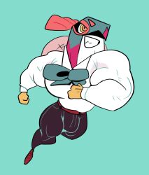 avian bara bulge clothing game_freak generation_6_pokemon hawlucha muscles muscular muscular_male pokemon simple_background vaniwall