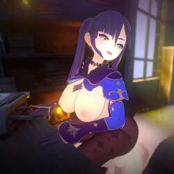 3d animated breast_jiggle breasts dildo female_only genshin_impact magicalmysticva masturbation moaning mona_(genshin_impact) purple_hair seventyfive sound sound_effects tagme twintails video voice_acted