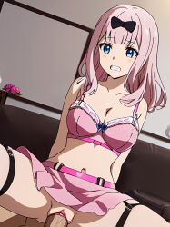 1boy 1girls ai_generated anime bondage cowgirl_position female fujiwara_chika human kaguya-sama_wa_kokurasetai_~tensai-tachi_no_renai_zunousen~ large_breasts lingerie male pov ranwai sex stable_diffusion uncensored vaginal_penetration