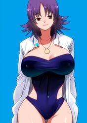 1girls 2018 big_breasts breasts brown_eyes clothed_female curvaceous female female_focus female_only human labcoat large_breasts necklace nintendo nipples_visible_through_clothing pale-skinned_female pale_skin perepere-kun philena_ivy pokemon pokemon_professor pokemon_rgby purple_hair short_hair solo solo_female solo_focus thick_thighs wide_hips