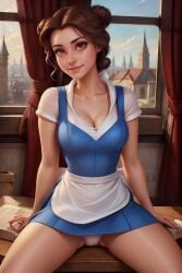 ai_generated angel_light angel_light_(artist) beauty_and_the_beast belle belle_(beauty_and_the_beast) brown_hair disney disney_princess panties princess