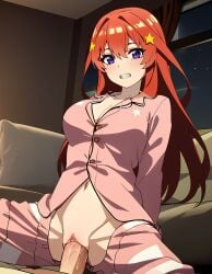 ai_generated anime bondage cowgirl_position go-toubun_no_hanayome large_breasts nakano_itsuki pajamas quintuplets ranwai sex stable_diffusion