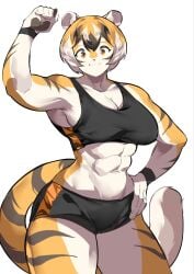 1girls abs big_breasts breasts female mei_xiang muscular muscular_female mx99926 oc short_hair solo solo_focus striped striped_body striped_fur stripes thick_thighs wide_hips