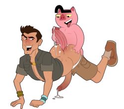 2boys after_sex anal ass cum drawn_together full_body gay happy_sex interspecies jeff_probst large_penis naughty_face non-human pants_pulled_down pig size_difference smile spanky_ham toony undressing