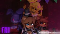 4girls bonfie bonfie_(cryptia) bonnie_(cally3d) bonnie_(fnaf) chica_(cally3d) chica_(fnaf) chiku fap_nights_team females females_only fexa fexa_(cryptia) five_nights_at_freddy's foxy_(cally3d) foxy_(fnaf) freddy_(fnaf) fredina's_nightclub fredina_(cally3d) frenni_fazclaire multiple_girls tagme