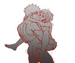 1boy 1boy1girl 1girls aroused butt completely_nude deb_amm debby-san feet katsuki_bakugou kissing kissing_while_penetrated looking_pleasured my_hero_academia ochako_uraraka saliva sex standing_sex straight suspended_congress sweating teenage_girl teenager teenager_on_teenager vaginal_penetration