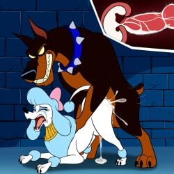 1boy 1girls ai_generated balls blue_collar canid canine canine_penis cross_section cum cum_drip cum_in_ass cum_in_pussy cum_inside cum_squirt cutaway desoto_(disney) disney doberman dobermann doggy_style doggy_style_position feral feral_on_feral feral_only feral_penetrated feral_penetrating fertilization forced genitals georgette_(oliver_and_company) impregnation internal novelai oliver_and_company poodle rape straight suprised tail tears uterus vaginal_penetration x-ray