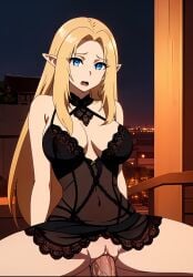 ai_generated alpha_(the_eminence_in_shadow) anime big_breasts bondage cowgirl_position kage_no_jitsuryokusha_ni_naritakute! large_breasts lingerie male_human/female_elf ranwai sex stable_diffusion the_eminence_in_shadow vaginal_penetration