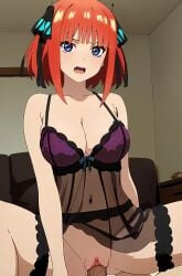 accurate_art_style ai_generated anime cowgirl_position go-toubun_no_hanayome large_breasts lingerie nakano_nino quintuplets ranwai sex stable_diffusion