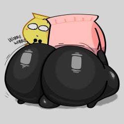 2boys 2d 2d_(artwork) ass back_view battle_for_caution's_mcgriddle bfcm big_ass big_butt black_body blush blushing breathotter bubble_ass bubble_butt chips_(bfcm) curvaceous curvy curvy_body curvy_figure fat_ass femboy huge_ass large_ass looking_at_viewer looking_back male no_humans non-human non-human_only object_shows onomatopoeia pink_hornyshit_chips_(bfcm) shiny_skin simple_background size_difference spread_legs thick thick_ass thick_thighs thighs voluptuous