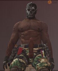 1boy 3d black_skin call_of_duty chest circumcised gloves harness hopwiresfm_(artist) mace_(call_of_duty) male_focus male_only mask masked military partially_clothed pecs penis sfm skull skull_mask solo