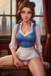 ai_generated angel_light angel_light_(artist) beauty_and_the_beast belle belle_(beauty_and_the_beast) brown_hair disney disney_princess panties princess