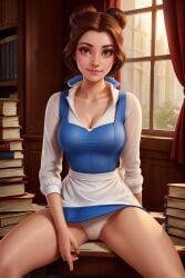 ai_generated angel_light angel_light_(artist) beauty_and_the_beast belle belle_(beauty_and_the_beast) brown_hair disney disney_princess panties princess