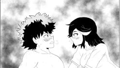 1boy 1girls adult_swim animated black_and_white blush blush_lines breathing_heavily clothed clothed_female crack_pairing crack_ship crossover eye_contact female izuku_midoriya kill_la_kill male matoi_ryuuko messy_hair monochrome mp4 my_hero_academia shirt shirtless_male shonaku_kano short_hair shorter_than_10_seconds sound toonami video voice_acted