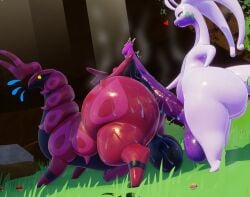 3d_(artwork) anal anthro anus ass balls big_balls big_butt big_penis bodily_fluids digital_media_(artwork) dragon duo feral generation_5_pokemon generation_6_pokemon genital_fluids genitals goodra hi_res huge_balls huge_cock huge_thighs kingofacesx looking_back male male/male mythological_creature mythological_scalie mythology nintendo penis pokemon pokemon_(species) presenting puffy_anus purple_penis quadruped scalie scolipede slightly_chubby slime thick_thighs