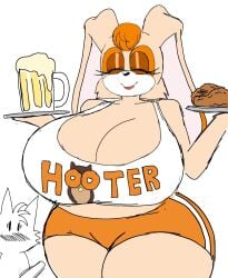 age_difference anthro big_breasts breasts canid canine duo female fox hi_res hooters hooters_uniform lagomorph leporid male male/female mammal mature_female miles_tails_prower momiji_(artist) momijizx older_female rabbit sega sonic_(series) sonic_the_hedgehog_(series) thick_thighs vanilla_the_rabbit waiter younger_male